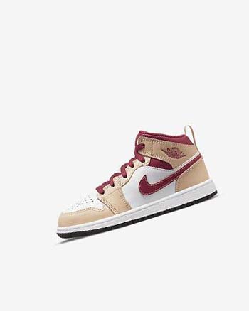 Nike Jordan 1 Mid Blancos Negros Blancos Rojos Amarillos Oscuro | MX 4856